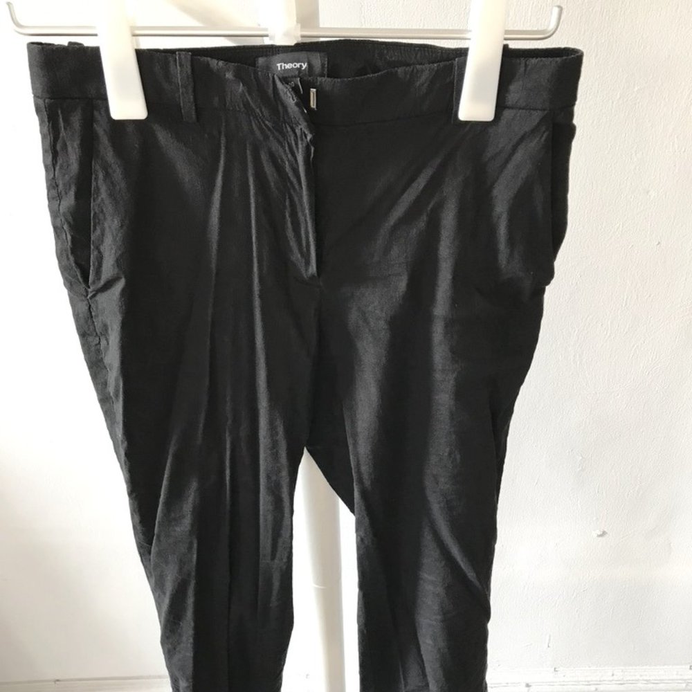 Theory Stretch Linen Cropped Pants